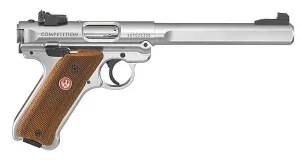 RUGER MRK IV COMP 22LR 6.9" STS CHCKRD WD GRP FXD SGHT 10RD