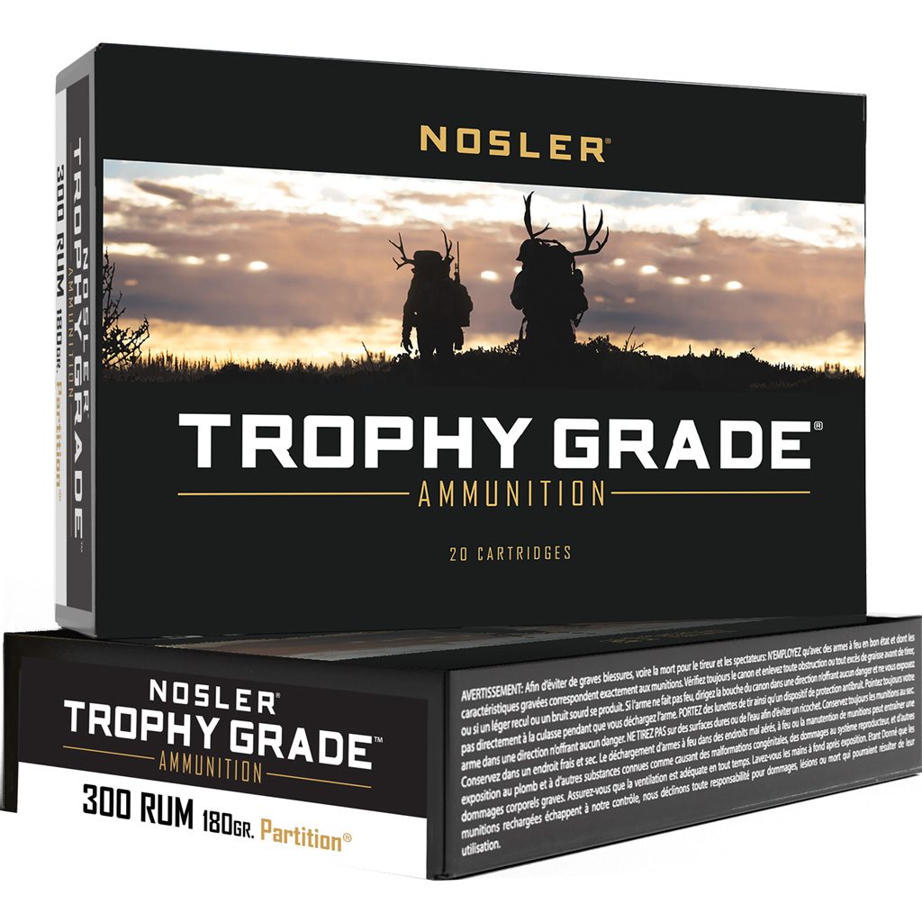 Nosler Trophy Grade Rifle Ammunition 300 RUM 180 gr. PT SP 20 rd.