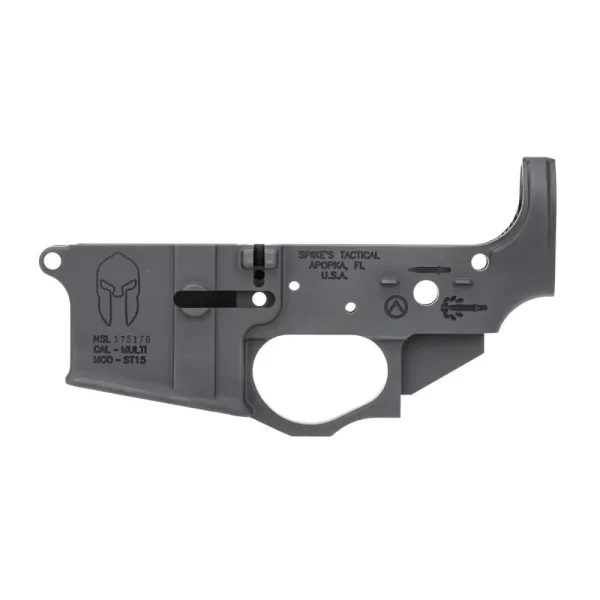 SPIKES TACTICAL STRIPPED LOWER RECEIVER MULTI CAL SPARTAN LOGO