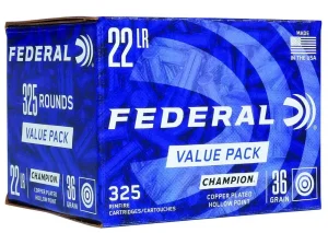 FEDERAL 22 LR CHAMPION PLATED HP 325 RD/BX 10 BX/CS
