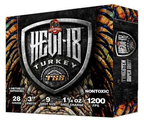 778192-14232471.jpg HEVI-SHOT HEVI-18 TSS TURKEY 28GA 3IN 1-1/4OZ #9 5 RD/BX 10 BX/CS