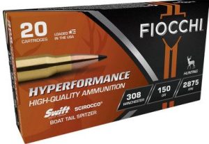 Fiocchi 308 Winchester Ammunition FI308SCA 150 Grain Swift Scirocco II Spitzer 20 Rounds