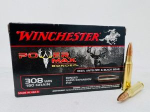 Winchester 308 Win Ammunition Power Max Bonded X3086BP 180 Grain Bonded Rapid Expansion Protected Hollow Point 20 Rounds