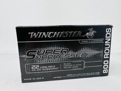 Winchester 22LR Ammunition Super Suppressed SUP22LRB 45 Grain Subsonic Copper Plated Round Nose Brick of 800 Rounds