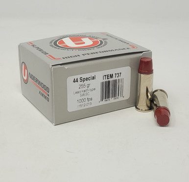 Underwood 44 Special Ammunition UW737 255 Grain Keith-Type Semi Wadcutter Gas Check 20 Rounds