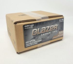 CCI 9mm Ammunition Blazer Brass CCI5200BK500 115 Grain Full Metal Jacket Bulk Pack 500 Rounds