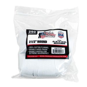 COTTON FLANNEL PATCHES - .45-.48 CALIBER, 2 1/2 ROUND, 250 COUNT