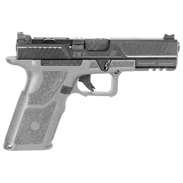https3A2F2Fmedia.chattanoogashooting.com2Fimages2Fproduct2FBJOZ9STDCOMG102FOZ9-STD-COM-G_30-2528Right2520Side2529.jpg Zev Technologies OZ9 Standard Combat Pistol 9mm Luger 10rd Magazines 4.5" Barrel Black Slide Gray Grip