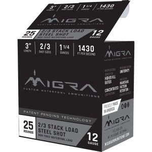 Migra Waterfowl Steel Shot Shot Shells 12 ga 3" 1-1/4 oz #2#3 1430 fps 25/ct