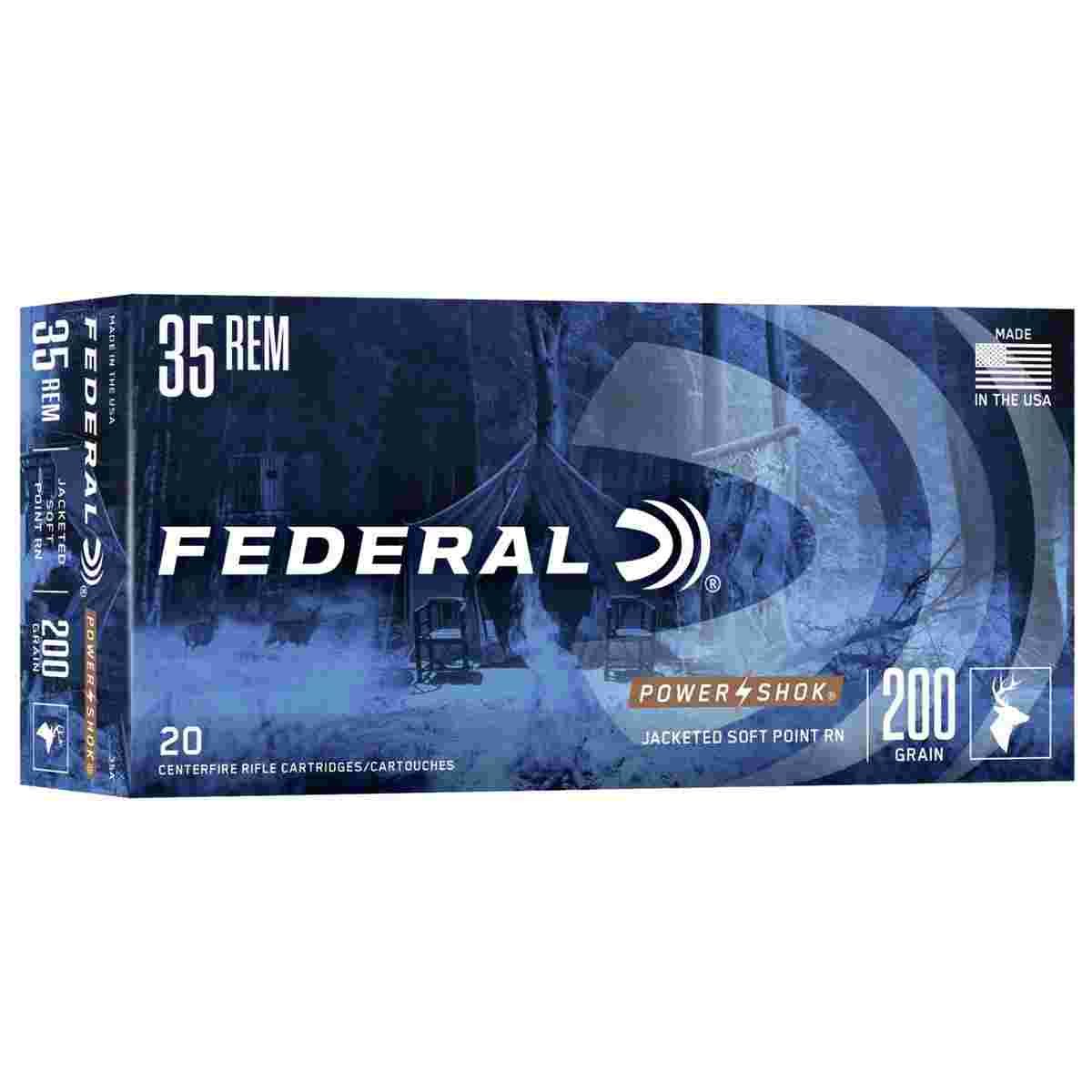 Federal Power-Shok Rifle Ammunition .35 Rem 200 gr RNSP 2080 fps 20/ct