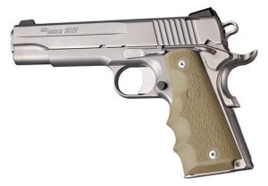 Hogue 1911 Govt. Model Flat Dark Earth Rubber Grip with Finger Grooves