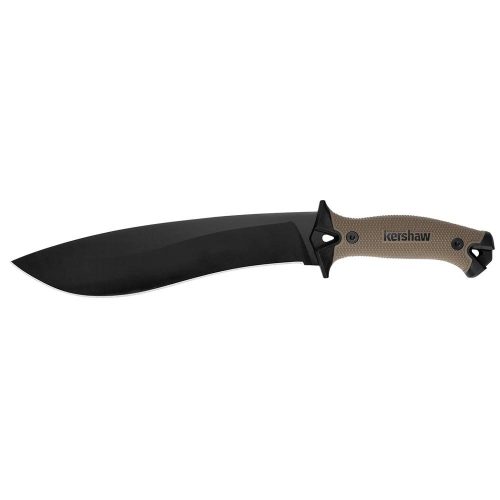 https3A2F2Fmedia.chattanoogashooting.com2Fimages2Fproduct2FKW1077TAN2FKW1077TAN-1.jpg Kershaw Camp 10 Fixed Machete Knife 10" Recurve Blade Tan and Black