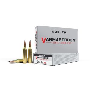 Nosler Varmegeddon Rifle Ammunition .243 Win 70 gr PT 3500 fps 20/ct