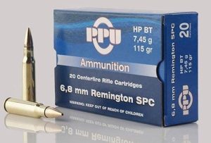 PPU Standard Rifle Ammunition 6.8mm SPC 115 gr HPBT 2624 fps 20/ct