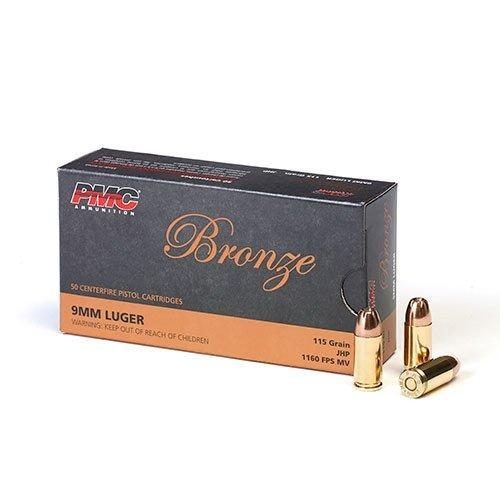 https3A2F2Fmedia.chattanoogashooting.com2Fimages2Fproduct2FPM9B2FPM9B.jpg PMC Bronze Handgun Ammunition 9mm Luger 115 gr. JHP 1160 fps 50/ct