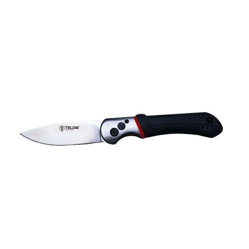 Telum Tremor Tactical Automatic Knife 3-1/2" Drop Point Blade Black