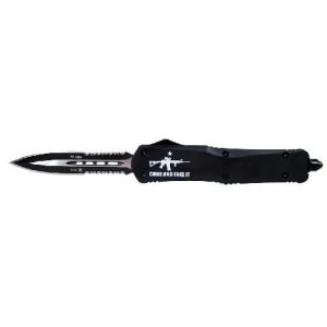 Templar Knife Large Come And Take It AR OTF Knife 3-1/2" Serrated Dagger Black