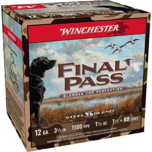 Winchester Final Pass Shotshells 12ga 3-1/2" 1-1/2oz 1500 fps #1.5 & #BB Shot 25/ct