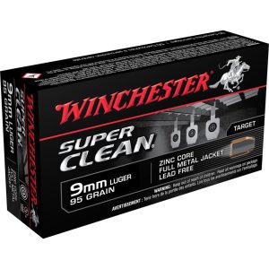 Winchester Super Clean NT Handgun Ammunition 9mm Luger 95 gr. FMJ 1225 fps 50/ct