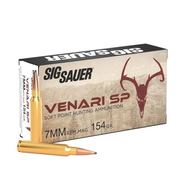 https3A2F2Fmedia.chattanoogashooting.com2Fimages2Fproduct2FXIV7MMSP154202FXIV7MMSP15420-1.jpg Sig Sauer Venari SP Rifle Ammunition 7mm Rem Mag 154gr SP 3045 fps 20/ct
