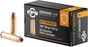 PPU DEF 357 MAG 158GR JHP 50RD BOX 10 BOXES PER CASE