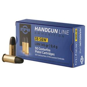 PPU .38 S&W LRM 145GR 50RD BOX 20 BOXES PER CASE