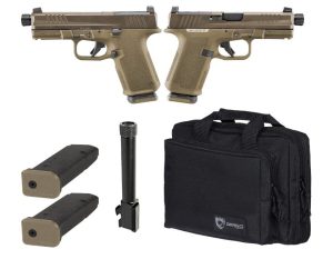 RUGER RXM TACTICAL BUNDLE 9MM PISTOL 4" THREADED, 2 TONE FDE O.R. RANGE BAG, 2-15RD MAGS