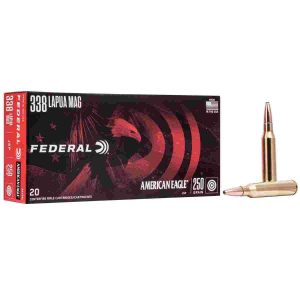 Federal American Eagle Rifle Ammunition .338 Lapua Mag 250 gr SP  20/box