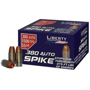 Liberty Spike Handgun Ammunition .380 Auto 55gr HP 1500 fps 20/ct