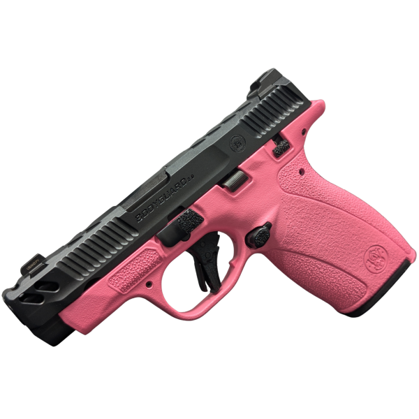 image-full-8682-6cbcf5b805a00db0e2b192f79ccfd86b.png SMITH & WESSON PC BODYGUARD 2.0 CARRY COMP PINK FRAME 380ACP PISTOL 3.1" M.S 1-10RD, 1-12RD MAG