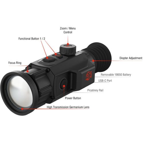 1214283_3 ATN ThOR 6 Mini 384 Thermal Scope 3.5-28x, 384X288Sensor Black w/Wi-Fi & Recording