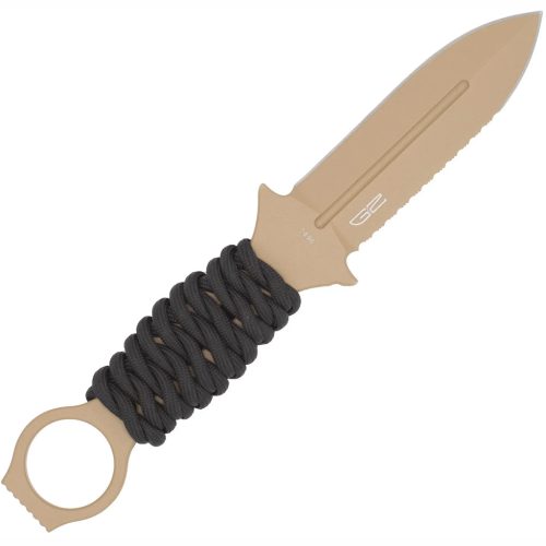 1410058_2.jpg CobraTec Ringed Claymore 1 Side Serrated Dagger Fixed Blade Coyote
