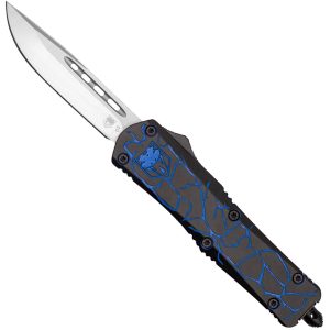 CobraTec Medium FS-3 Cerakote OTF Knife Dual Action OTF Fractured Black/Blue
