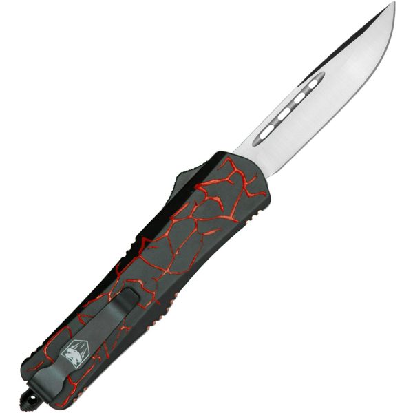 CobraTec Medium FS-3 Cerakote OTF Knife Dual Action OTF Fractured Black/Red