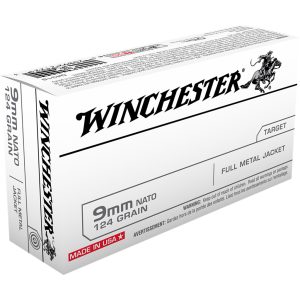 Winchester USA Pistol Ammo 9mm NATO 124 gr. FMJ 50 rd.