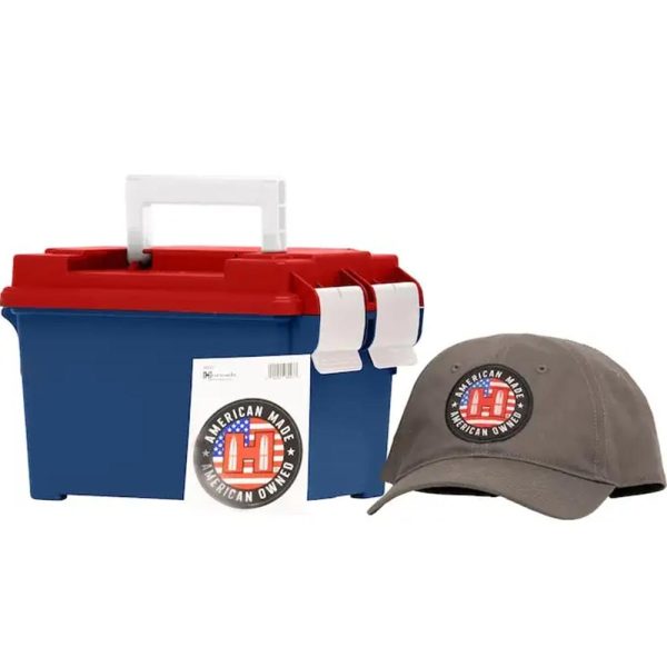 https3A2F2Fmedia.chattanoogashooting.com2Fimages2Fproduct2FHO909092FHO80908-1 Hornady American Gunner Handgun Ammunition 45 Auto 185gr XTP 970 fps 250/ct Loose Ammo Can with Hat/Sticker