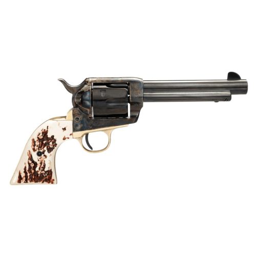 https3A2F2Fmedia.chattanoogashooting.com2Fimages2Fproduct2FTU2000642FTU2000752 Taylor & Company 1873 Stag Grip Handgun .45 Colt 6rd Capacity 4.75" Blued Barrel Stag Grip Case Hardened