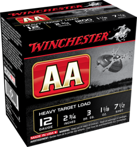 Winchester 12 Gauge Ammunition AAM127 Heavy Target Load 2-3/4" #7.5 Shot 1-1/8oz 1200fps CASE 250 rounds